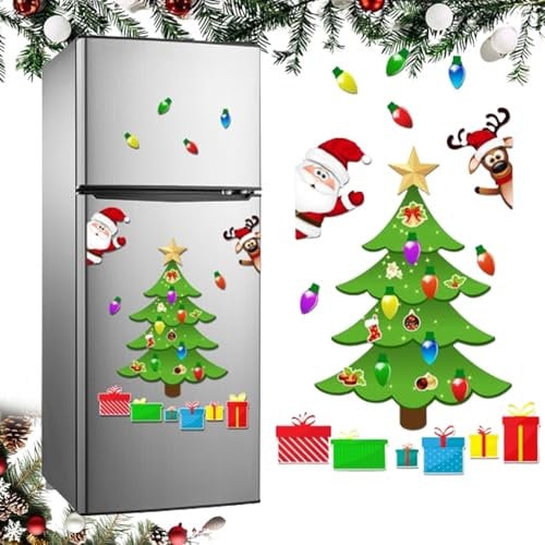 Christmas Themed Magnetic Sticker, Christmas Fridge Magnet Set, Magnetic Christmas Tree for Refrigerator, Christmas Refrigerator Magnets, Refrigerator Magnetic Christmas Magnets Tree (D)