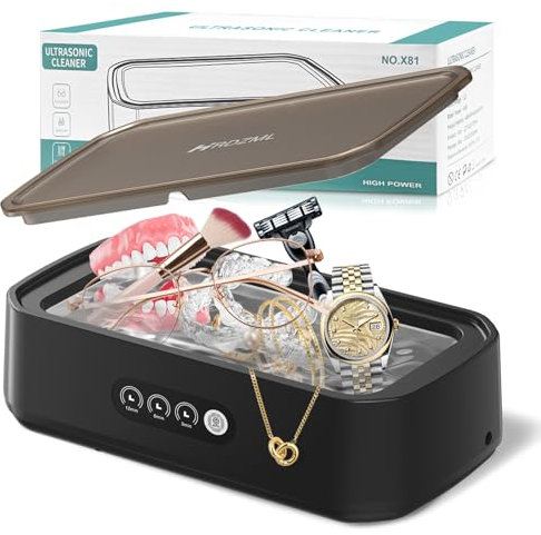 Ultraschallreinigungsgerät, 650ml Brillenreinigungsgerät, 48000Hz Schmuckreiniger Ultraschall, 40W Ultraschallreiniger für Brille, Schmuck, Zahnersatz, Münzen, Tiefenreinigung in Minuten