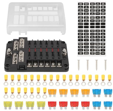 ZEALfix 12 Fach KFZ Sicherungshalter Sicherungskasten für Wohnmobil Boot Wohnwagen Wohnmobilanhänger Sicherungen Stromverteiler 12v -32v