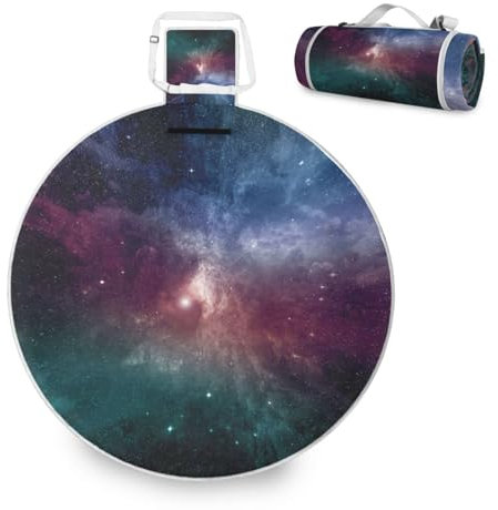 Mnsruu Große Picknickdecke, Sterne, Planet, Galaxie, Weltraum, wasserdicht, rund, Picknickmatte, tragbarer Teppich, Outdoor, für Strand, Camping, Park, Reisen, 148 cm