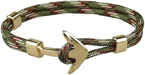 Generico VIP Bijoux - Bracelet en corde avec ancre couleur or pour homme garçon vert mod1, corde