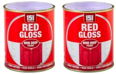 DIOXSTAR Red Gloss Non-Drip Paint, Fast Drying, High Build, High-Performance Paint, Gloss Finish, Interior and Exterior Use, Suitable for Wood, Metal, 300ml (2 PCS)