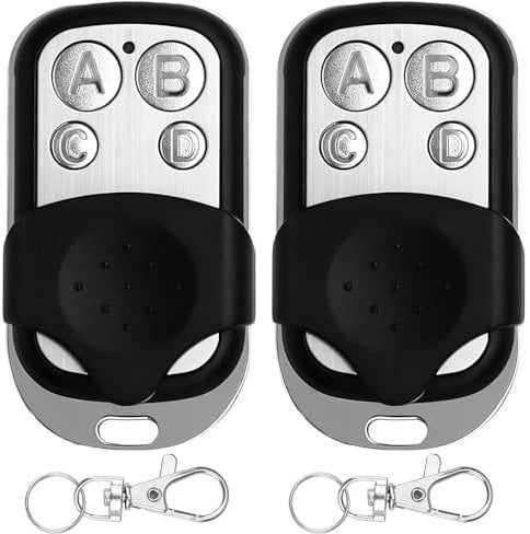 2 Piezas Mando Garaje 433Mhz, Mando a Distancia Universal con 4 Botones, Duplicador Mando Garaje Inalámbrico Automático, Copiador para Puerta de Garaje Cocher, Control Remoto Garage Gate Openers