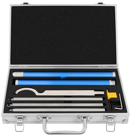 Carbide Tipped Wood Lathe Turning Tools Set 6 in 1 w/Carbide Cutters, Removable Alloy Handle, and Aluminum Carry Case for Craft DIY Hobbyists, Latest Lathe Rougher Finisher Swan Neck Hollowing Tools