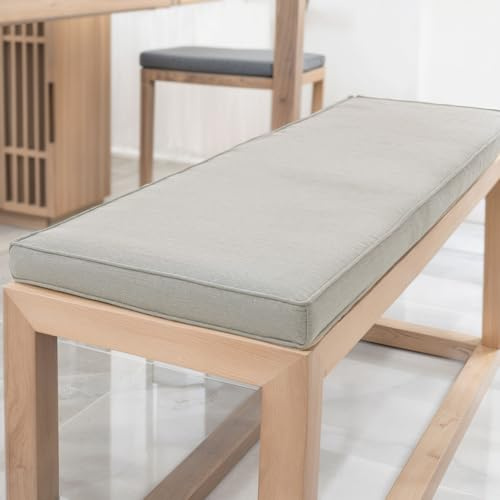 YFHT Bankauflage 60x40x5cm waschbares Bankkissen aus Leinen mit Rutschfester Unterseite und Paspel, Sitzkissen für Gartenbank, Terrasse, Innen Fensterbank, Flurbank, Rattanstühle usw