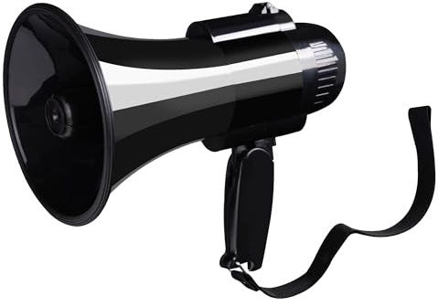 MyMealivos 30W Megafon mit Sirene & 240s Rekord-verstellbare Vol Control Abdeckung bis zu 300 Fuß Reichweite passend für Sportspiele Cheerleading Coaches Veranstalter-Schwarz