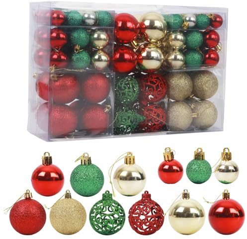 100 PCS Weihnachtskugeln Kugeln Splitterfrei Kugeln Weihnachtsbaum Dekoration Ornamente für Weihnachten hängende Dekorationen (Farbig)