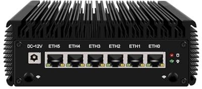 ANDAQI Micro Firewall Appliance, Mini PC, PFSense, Mikrotik, OPNsense, VPN, Router PC, I5 8250U, RJ25, AES-NI, 6 x Gigabit LAN, Console, HDMI, 0 RAM, 0 Storage, Barebone No System