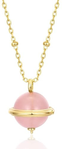 Collier Pendentif en Argent Sterling 925 pour Femmes, chaîne en Quartz Rose et Malachite en Or