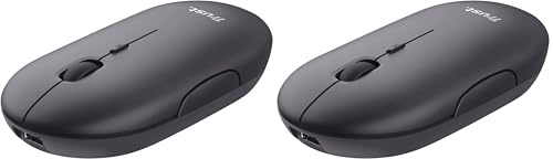 Trust Puck Ratón Inalámbrico Recargable, Bluetooth o 2.4 GHz con Microreceptor USB, PPP 800/1200/1600, Botones Silenciosos, Ergonómico, para Ordenador/Portátil/MacBook/PC/Mac/iPad/Tablet - Negro