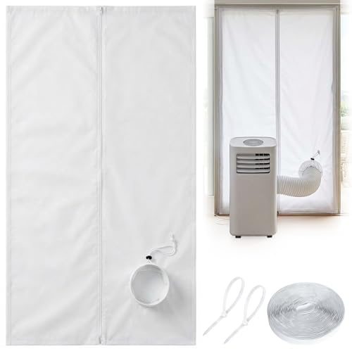 Ninonly Kit Puerta Corredera Aire Acondicionado Portatil con Cremallera 7m Fácil Instalación,Bloquea el Aire Caliente para Aires Acondicionados Portatil para Puertas (100x210cm)