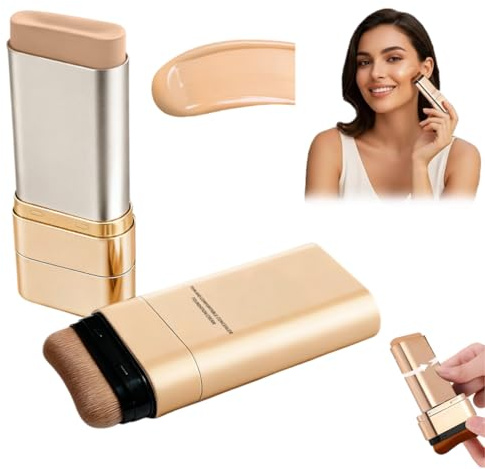 Luminous Dual Ended Concealer Foundation Stick, Korean Foundation Stick 3 in 1 with Brush, Lightweight Brighten Long Lasting Make up Sticks for All Skin Types