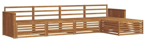 vidaXL Outdoor-Sofagarnitur 5 pcs Natur Massivholz Akazie, Gartenlounge, Moderne Outdoor-Sofa, gemütliche Sitzgruppe, langlebige Terrasse für entspannte Stunden