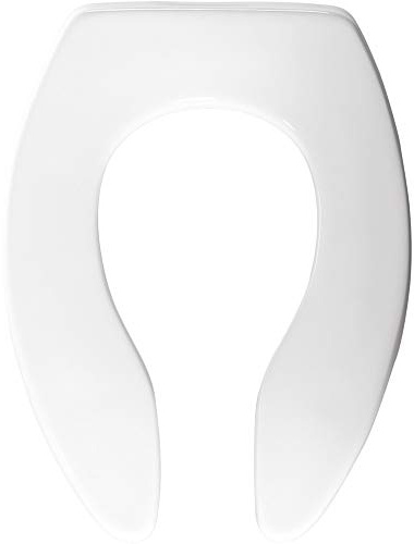 CHURCH 9500SSCT Commercial Open Front Plastic Toilet Seat, Extra Heavy Duty Slow Close Industrial Seat without Lid, Secure Installation, Made in USA, Elongated, White