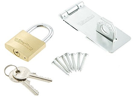 Sterling PHS002 40 mm Brass Padlock/95 mm Hasp and Staple Solution Pack
