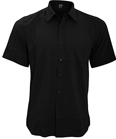 Henbury Mens Wicking Short Sleeve Work Shirt (L) (Black)