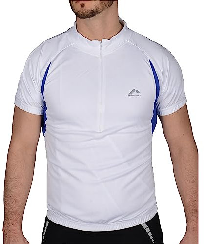 More Mile Short Sleeve Half Zip Mens Cycling Jersey - White - S