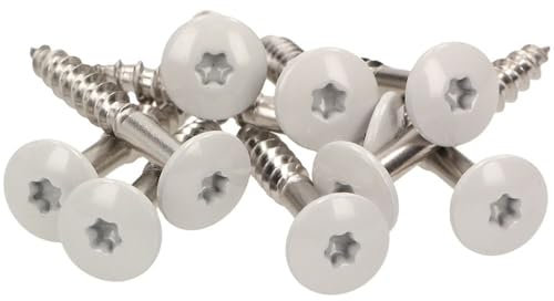 100x MEISTERLING® Fassadenschrauben INOX V4A 5,5 x 35 mm – Flachkopf Torx T20 + 1 Bit – Hellgrau