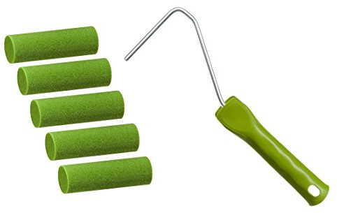 5 x Schaumwalze superfein gerade 11 cm + Bügel 29cm Lackierset Lackierwalze Farbrollerbügel