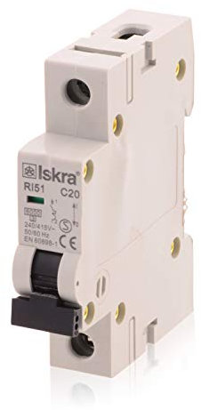 Interruttore automatico MCB Eco-Line miniaturizzato, 20A, tipo C, 1 polo, 230/400V, offre una protezione efficace, 5 pezzi