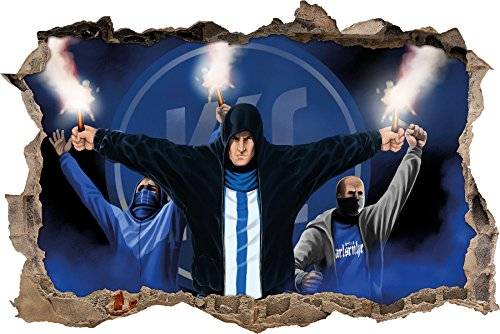 Ultras Karlsruhe mit Pyro, 3D Wandsticker Format: 92x62cm, Wanddekoration