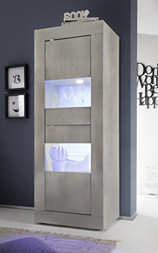 BASIC PINO 2 türige Vitrine, Holz, grau, 61 x 43 x 162 cm