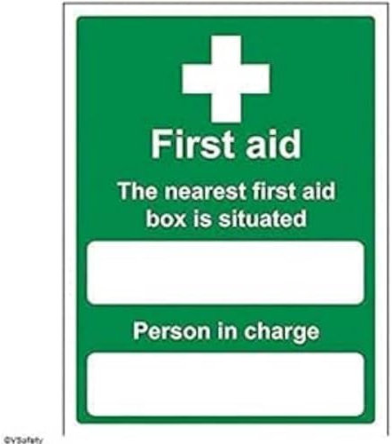 V Safety 31010AN-S Box Situated/Person In Charge Sign - Portrait - 150mm x 200mm - Self Adhesive Vinyl, Green