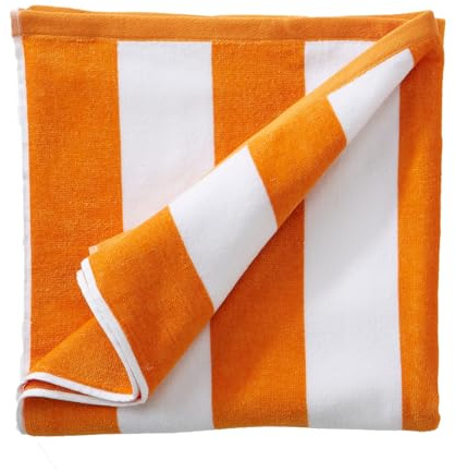 Great Bay Home Übergroßes Strandtuch aus 100% Baumwolle, Velours, gestreift, schnell trocknend, große Badetücher für Erwachsene und Kinder (101,6 x 177,8 cm, Orange)