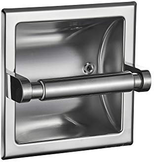 JunSun Porte-Rouleau de Papier Toilette encastré en Acier Inoxydable chromé Poli - Distributeur de Rouleau de Papier Toilette Moderne - Support de Montage arrière Inclus