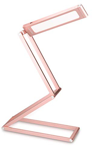 kwmobile LED Aluminium Tischlampe mit Schwenkkopf - Akku Leselampe faltbar mit Micro USB Ladekabel - Alu Schreibtischlampe Faltlampe in Roségold