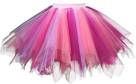 Karnevalskostüme Damen Korallen Fuchsia Tüllrock Rock Tütü(MEHRWEG)
