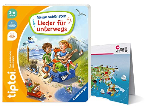 Collectix Ravensburger tiptoi Buch - Meine schönsten Lieder für unterwegs + Kinder Wimmel-Weltkarte | Kinderlieder 4-7 Jahre