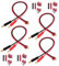 GTIWUNG 4 Stücke Ladekabel T Plug Stecker auf 4mm Bananenstecker, Deans Stil T Stecker mit 30cm 14AWG Silikon Draht, 4 Paar T-Steckverbinder mit 8 Stücke Schrumpfschlauch für RC LiPo Batterie