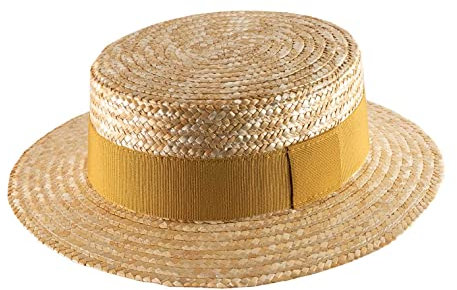 Classic Italy - Boater Hat Straw Canotier - Size 48 cm - 63-moutarde