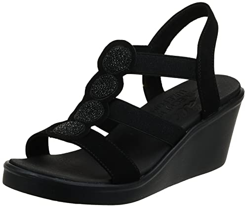 Skechers Women's Rumble on - Camp Glam Wedge Sandal, Black, 5 UK