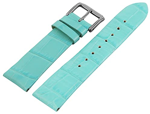Excellanc-Uhrenarmband Ersatz Echt Leder Kroko-Optik Dornschließe Breite 16-26 mm (Stegbreite: 20 mm, türkis)