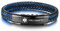 XUANPAI Graviert mit Type 1 Diabetes Handgefertigte Geflochten Armreif Verstellbarer Knopf Leder Notfall Medizinischer Alarm ID Armbänder für Männer Schwarz