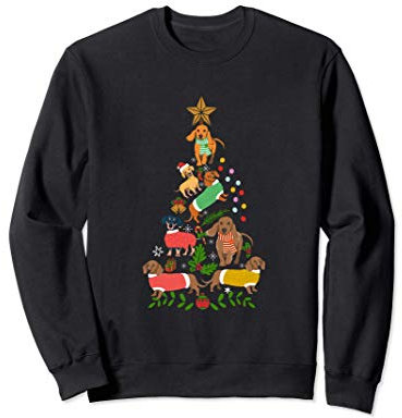 Carino Natale Bassotto Albero di Natale Vestiti Cane Amante Felpa