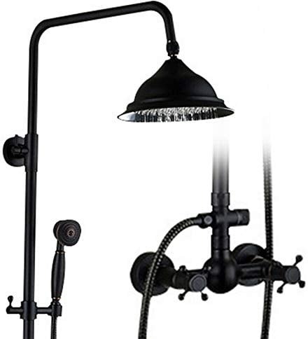 Futchoy 8 Retro Schwarz Duschsystem, 3 in 1 Dusche Duschset Duscharmatur inkl. Handbrause aus Messing, Kopfbrause aus Edelstahl