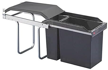 Hailo Abfallsammler Tandem 3650111 | Einbau-Mülleimer für 30 cm Schrankbreite | Mülltrennsystem 24 + 7 Liter für Küchenabfälle | Handauszug auf Rollenführung | Platzsparend & stabil | Farbe Anthrazit