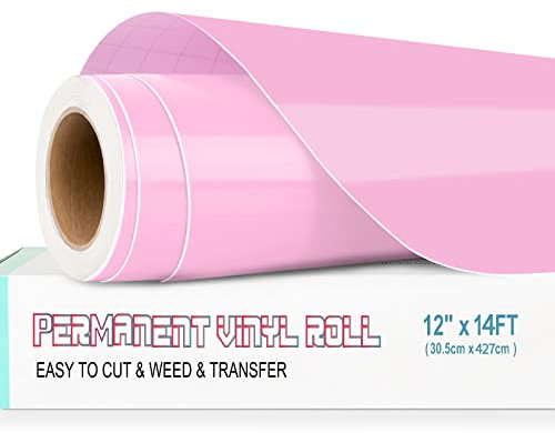 Lya Vinyl Permanent Vinyl for Cricut, 12 x 14Ft Glossy Pink Self Adhesive Vinyl Sheet for Cricut, Silhouette Cameo, Vinyl Roll for Deco, and Other DIY Projects
