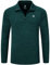 MoFiz Laufshirt Herren Langarmshirts Pullover Outdoor Trainings Sportshirt Golf Sweatshirts mit Reißverschluss Stehkragen Dunkelgrün XL