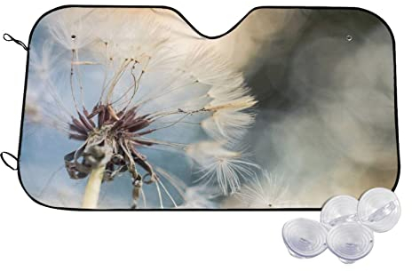 Auto Frontscheibenabdeckung Auto Sonnenschutz für Windschutzscheibe Autoscheibenabdeckung Sommer Innen Auto Frontscheibe 130x70 cm Auto Frontscheibe Frontscheibenabdeckung mit Motiv Löwenzahn-Muster