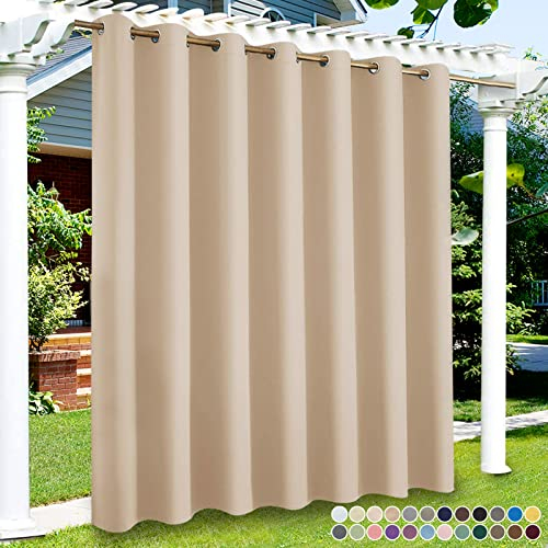 SXLONG 1 Stück Outdoor Vorhang Wetterfes, Benutzerdefinierte Größe 24 Farben Wasserdicht Outdoor Gardine mit Ösen, Sichtschutz Sonnenschutz Vorhang für Garten Pavillon Terrasse Veranda Balkon