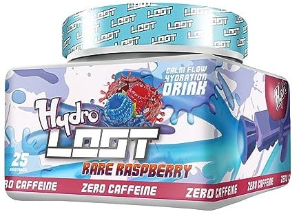 HYDRO LOOT - Rare Raspberry Hydration Game Booster / 25 Portionen ohne Koffein/Hydration Drink mit Vitaminen & Pflanzenextrakten / 150 g Energy Pulver