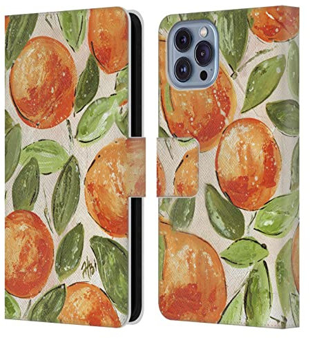 Head Case Designs Officially Licensed Haley Bush Orange Splash Pattern Painting Leather Wallet Case Compatible With Apple iPhone 14