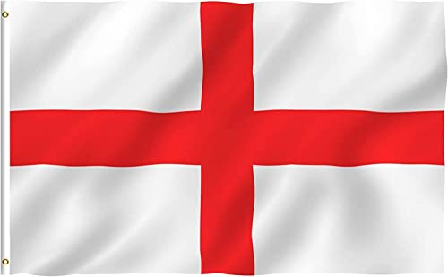 SHATCHI Große England-Flagge, 150 x 90 cm, St. George's Kreuz, rot-weiß, englische Nationalflagge, Polyestergewebe, Messing-Ösen, für Fußball-Weltmeisterschaft, Rugby-Fans