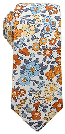 Mantieqingway Herren-Krawatte, Baumwolle, bedruckt, Blumenmuster, schmale Krawatte, Medium