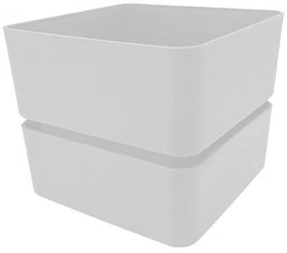 VIRSUS Vaso quadrato con sottovaso per piante, misura 12x11 cm, design elegante, Fioriera per interno e per esterno, vaso per piccole piante grasse, resistente ai raggi UV (Snow)