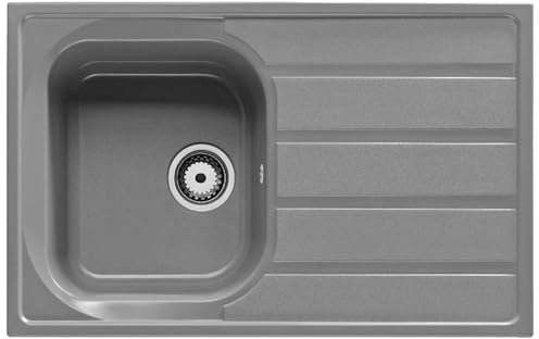Liquida DK5GR 1.0 Bowl Composite Reversible Inset Grey Kitchen Sink with Waste